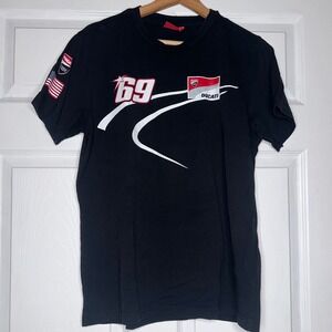 Ducati racing 69 USA Italian flags black t shirt medium